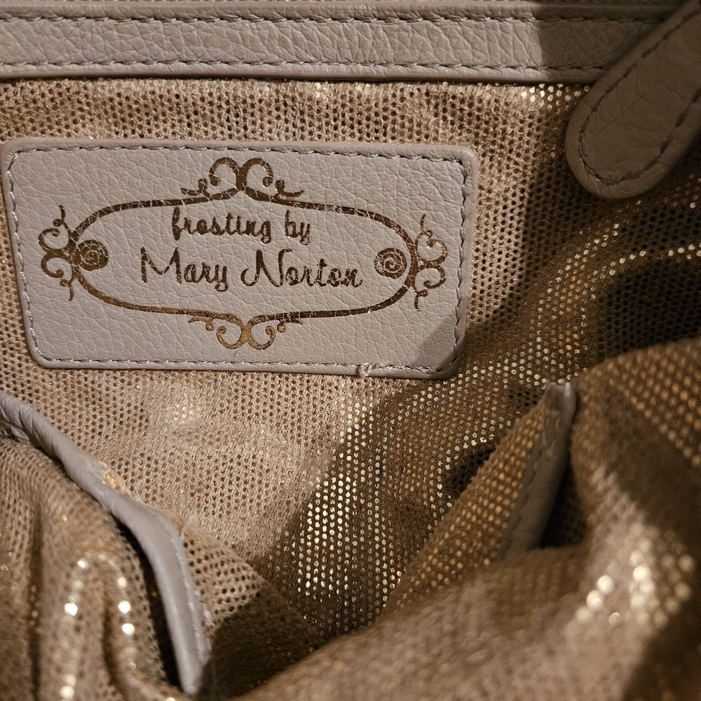 Frosting by Mary Norton Elegant Tan Studded Tote Bag. - Picture 7 of 11